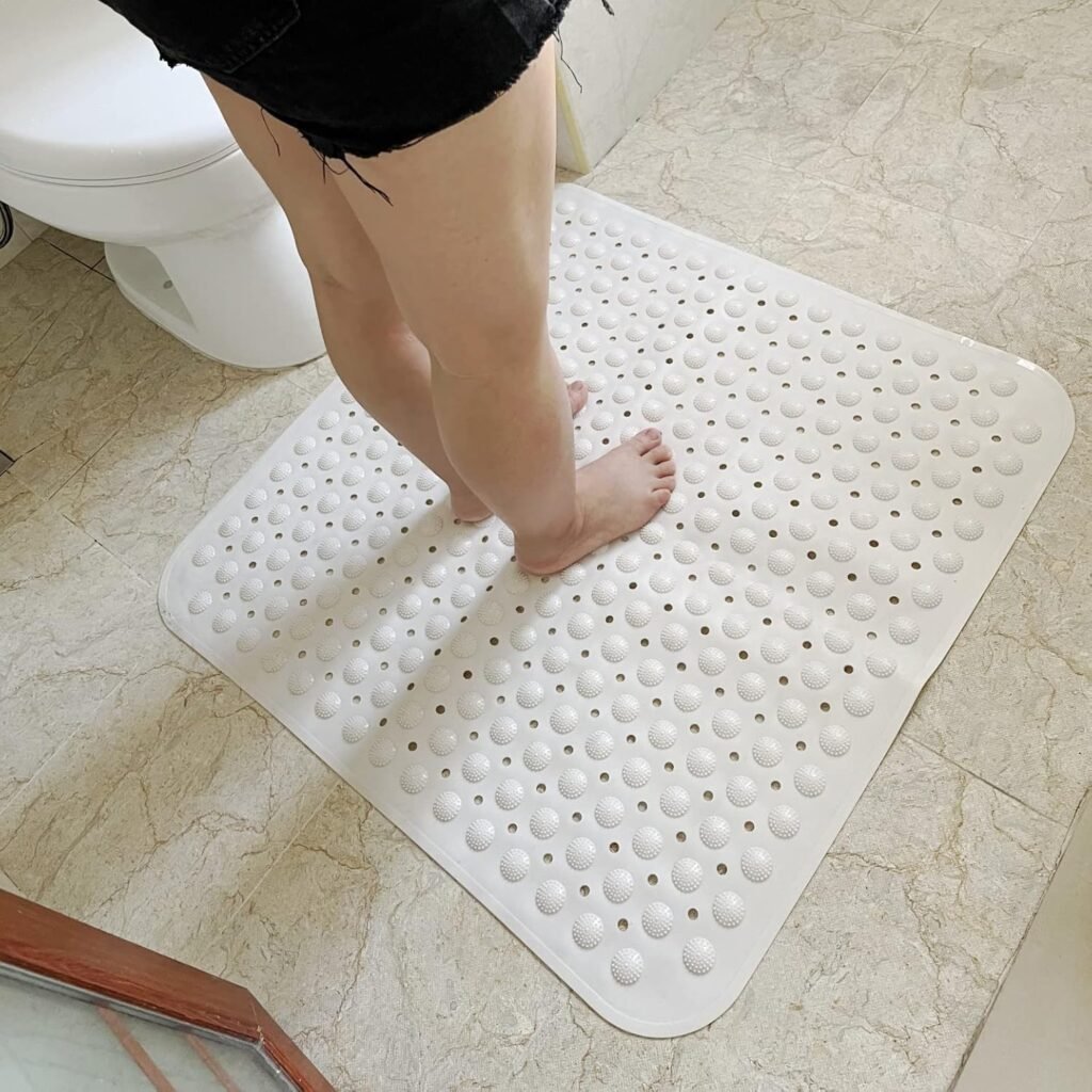 Vierkante antislip douchemat 80x80 cm met zuignappen en voetmassage voor douchecabine en badkamervloer