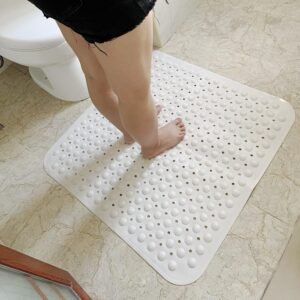 Douchemat Antislip 80×80 cm – Vierkante Badmat met Zuignappen – Voetmassage Mat voor Douchecabine – Huidvriendelijke Veiligheidsmat