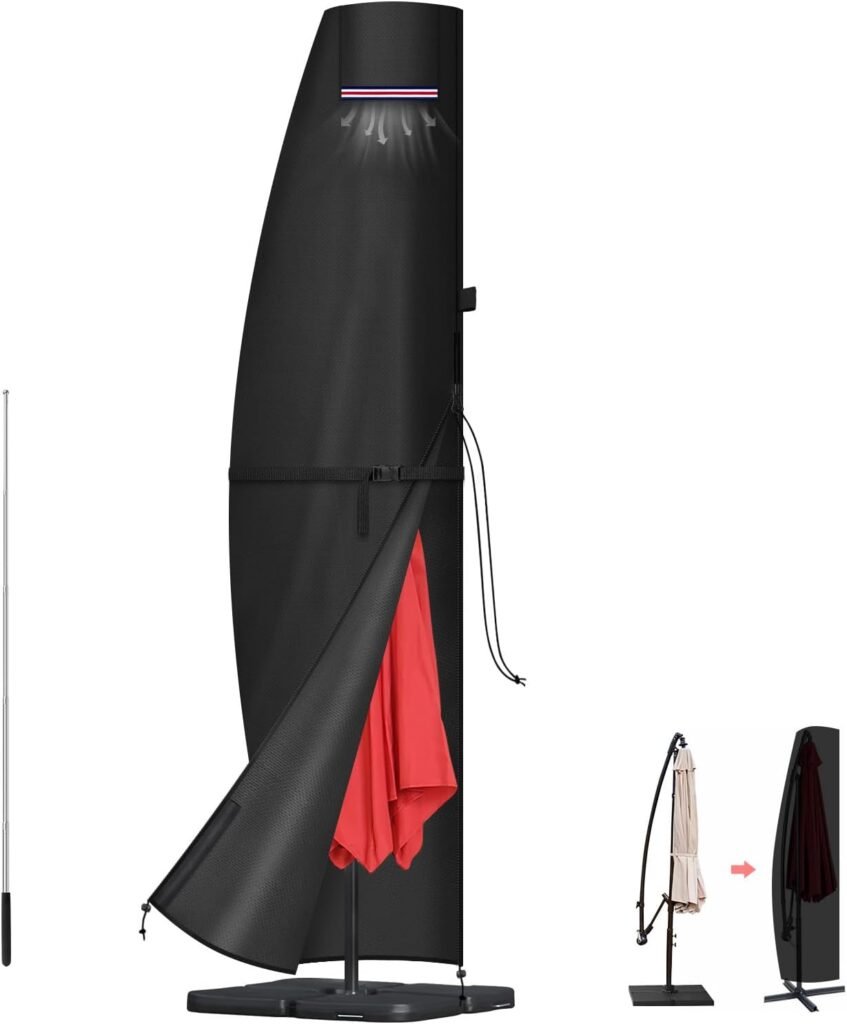 Waterdichte parasolhoes van 420D Oxford stof met telescopische stok voor bescherming van hangparasol tot Ø500 cm