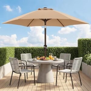 Tuinparasol 2,3 Meter met Kantelmechanisme – Verstelbare Parasol voor Terras, Balkon en Strand – Weerbestendige Markiesparasol met 8 Ribs