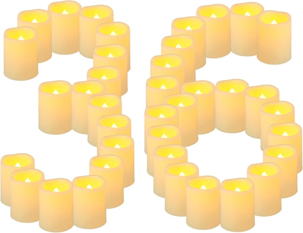 Set van 36 LED waxinelichtjes met flikkerend effect en batterijverlichting voor decoratie en sfeerverlichting