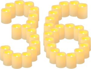 LED Waxinelichtjes Set 36 Stuks – Vlamloze Elektrische Theelichtjes met Flikkerend Effect – Decoratieve Nepkaarsen voor Feest en Sfeer – 5 cm Hoog