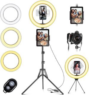 LED ringlicht 10 inch met tripod en telefoonhouder voor selfie, fotografie en livestreams
