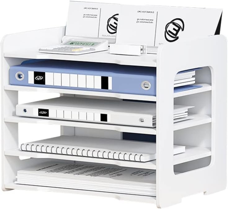 A4 bureau organizer 5-laags stapelbare document organizer 32 x 35 x 25 cm voor papieropslag thuis, kantoor en school