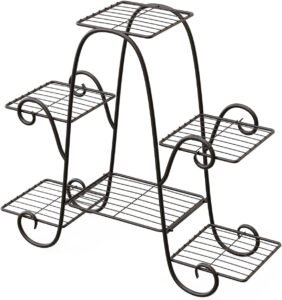 Plantenrek Metaal – Plantenstandaard voor Binnen en Buiten – Bloementrap voor Woonkamer, Balkon en Tuin – Zwarte Plantenhouder