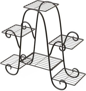 Zwarte metalen plantenrek met bloemenrek en plantenstandaard voor woonkamer, balkon, tuin en patio