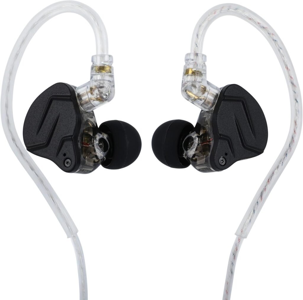 In-ear monitor oordopjes met 1BA+1DD hybride driver, bedrade HiFi gaming oortjes met microfoon in zwart