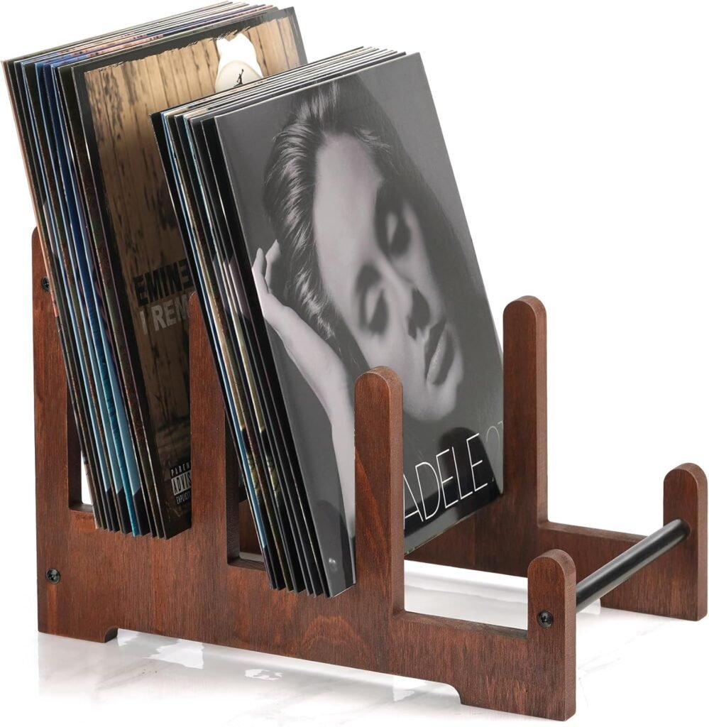 Grammofoon platenstandaard en brochurehouder voor vinyl platen, magazines en boeken 37 x 27 x 24 cm