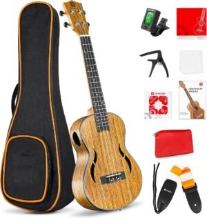 26 inch tenor ukulele van walnoothout met draagtas, akoestische Hawaïaanse ukelele voor beginners en gevorderden