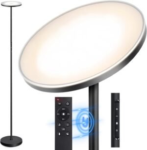 Dimbare LED vloerlamp 30W met afstandsbediening en touch control in zwart voor woonkamer en kantoor