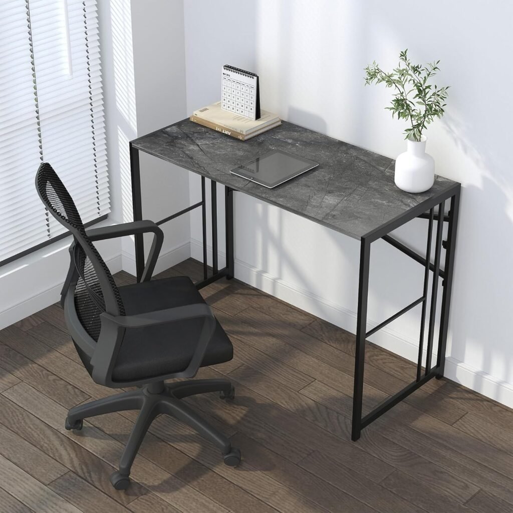 Vouwbaar Computerbureau 103 cm - Schrijf- en Gaming Bureau - Campingtafel Zonder Montage - Grijs Thuiswerkbureau