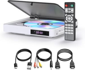 Dvd Speler Voor TV – HDMI 1080p DVD/CD Speler met USB Ingang – Alle Regio’s Vrij Met Afstandsbediening en AV Uitgang – Wit