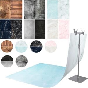 Fotografie achtergrond set 6 stuks 57x88 cm met dubbelzijdige achtergronden voor voedsel, cosmetica, servies en productfotografie