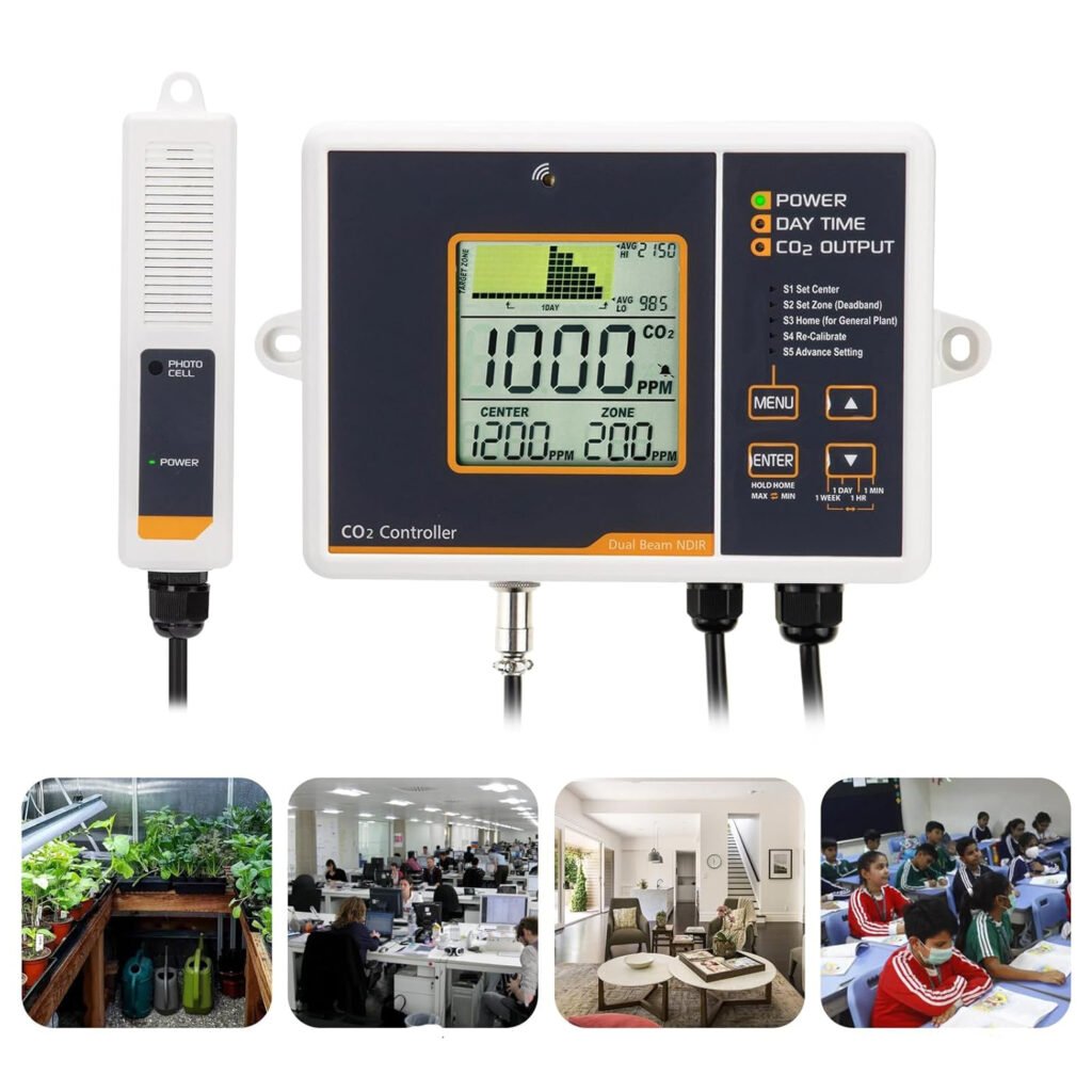 CO2 meter en detector met externe sensor, NDIR sensor en 4,6 meter kabel voor kas, woning en hydroponics