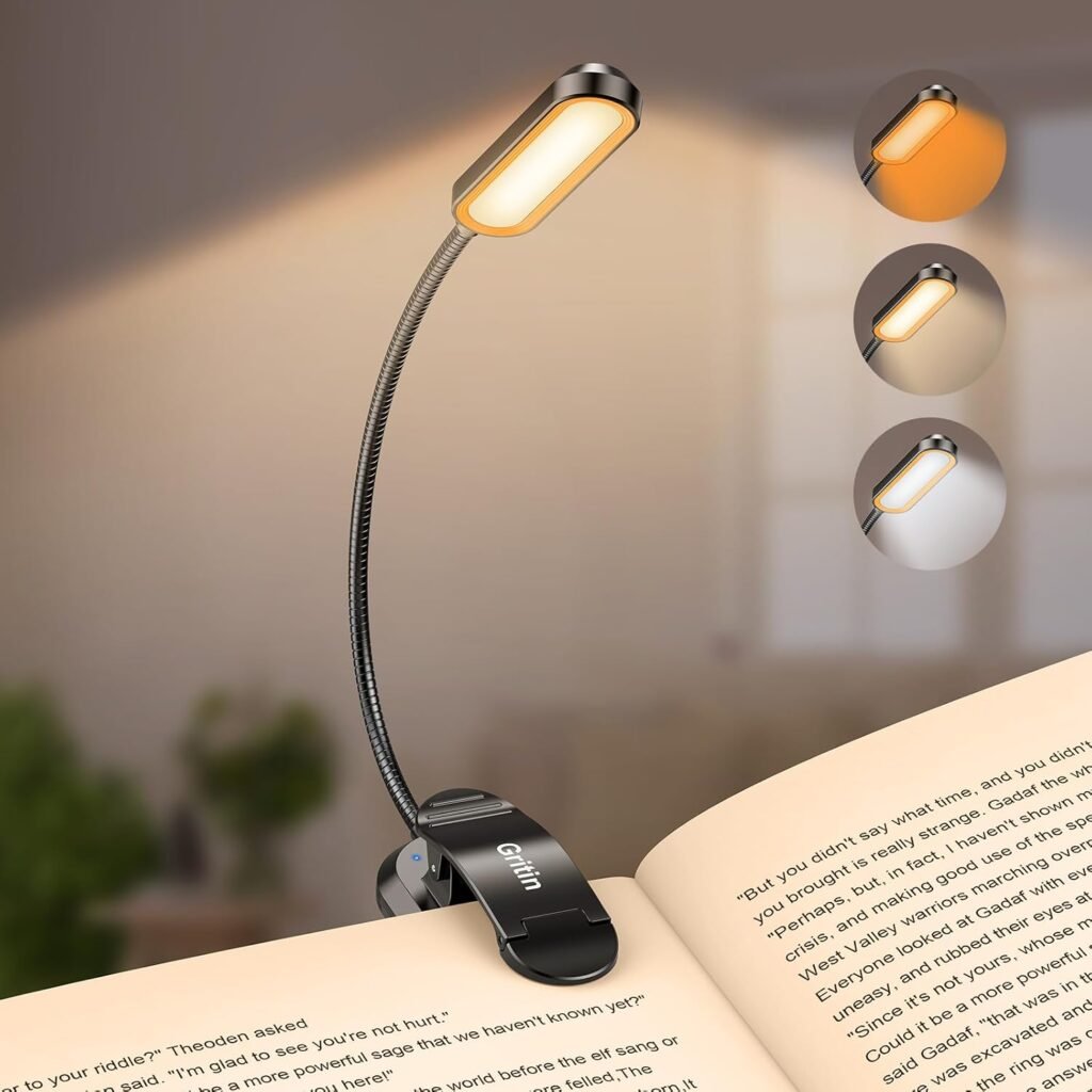 Leeslamp met clip USB-C oplaadbare LED boeklamp met 11 LEDs en flexibele zwanenhals voor lezen in bed
