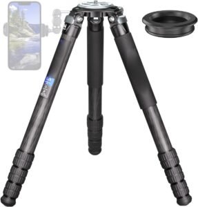 Camera Statief van Koolstofvezel – Verstelbaar Fotostatief met Siliconen Grip – Lichtgewicht DSLR Statief voor Videocamera en Telelens – 40 kg Draagvermogen
