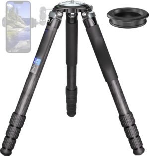 Koolstofvezel camera statief met siliconen grip, verstelbaar fotostatief voor DSLR, videocamera en telelens met 40 kg draagvermogen