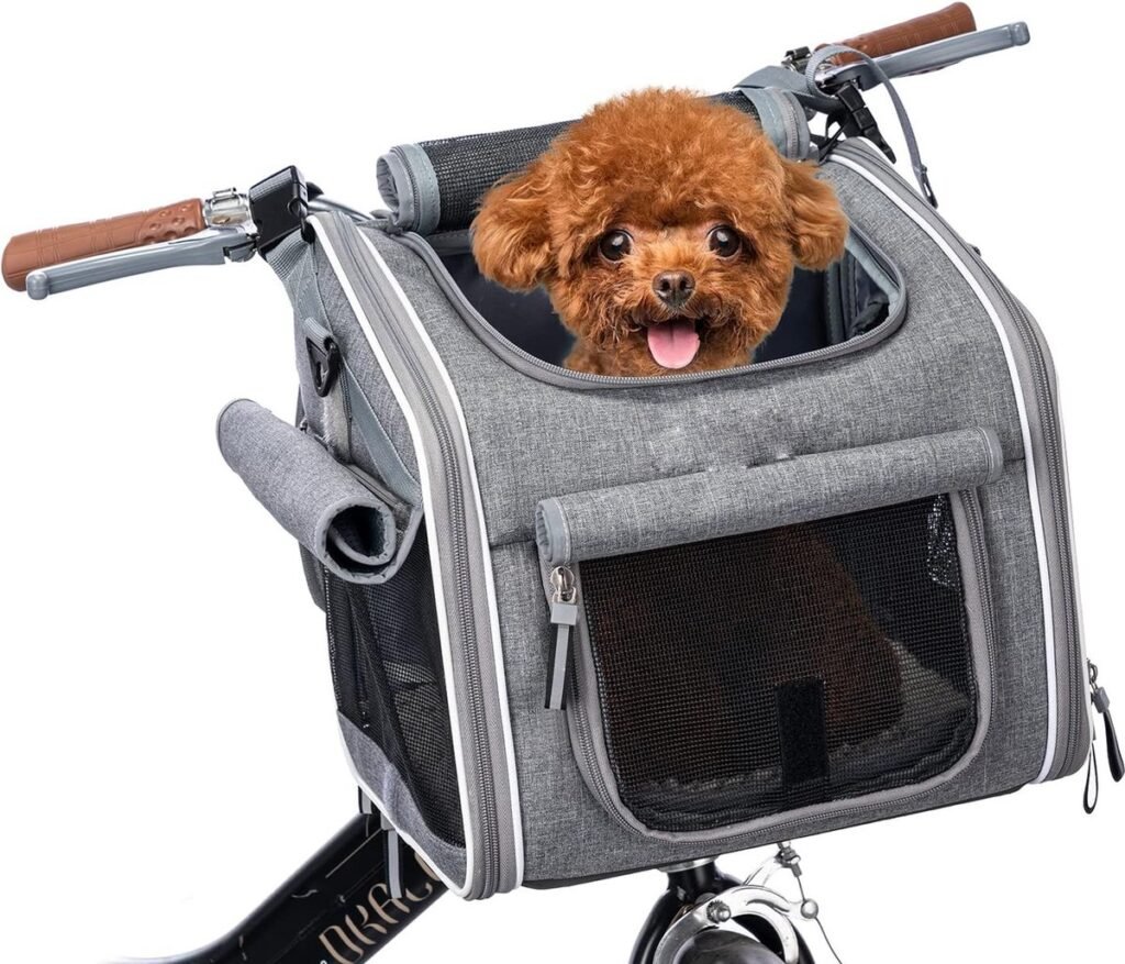 Hondenfietsmand voor kleine honden, uitbreidbare polyester fietsmand en draagtas voor fiets en auto