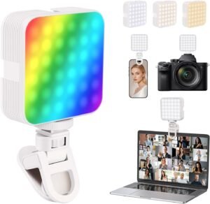 RGB Selfielamp met Clip – Telefoonlamp voor TikTok, Video en Make-up – 7 Kleuren, 97 LED’s en 3 Modi – Oplaadbaar 2000mAh