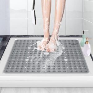 Douchemat Antislip 70×70 cm – Vierkante Badmat met Zuignappen – Schimmelwerende Douchevloer Mat – Wasbare Antislipmat voor Badkamer