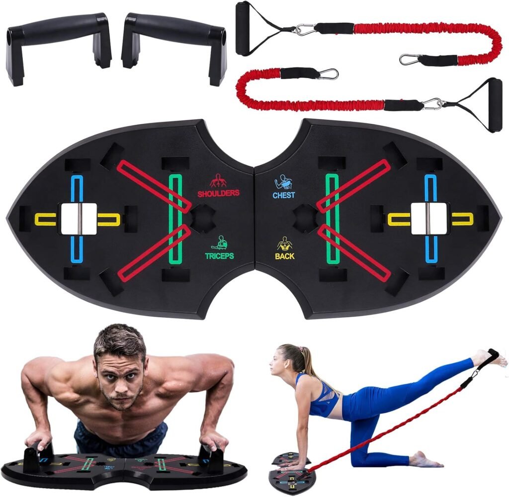 Push Up Board met Weerstandsband - Opvouwbaar 9-in-1 Fitnessapparaat voor Borst, Schouders, Rug en Triceps – Home Workout Frame