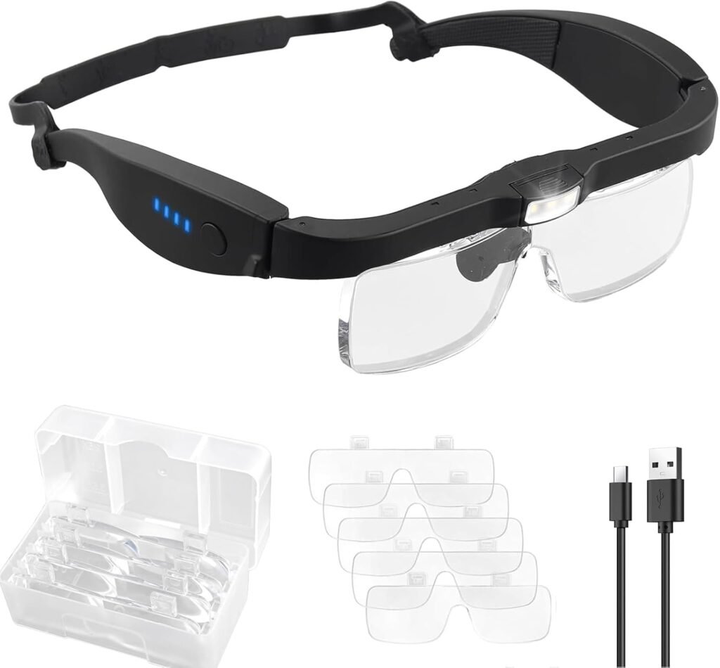 Hoofdloep met LED verlichting - Handsfree vergrootbril met 5 verwisselbare lenzen voor hobby en precisiewerk