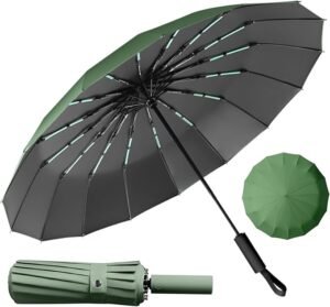 Stormparaplu met 16 ribben – Winddichte automatische paraplu – Grote opvouwbare regenparaplu 2-persoons – Weerbestendig tegen storm en regen