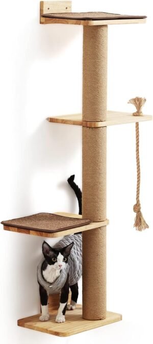 Krabpaal 127 cm voor grote katten met kattenmand en slaapplek – duurzaam krabmeubel voor kittens en katten