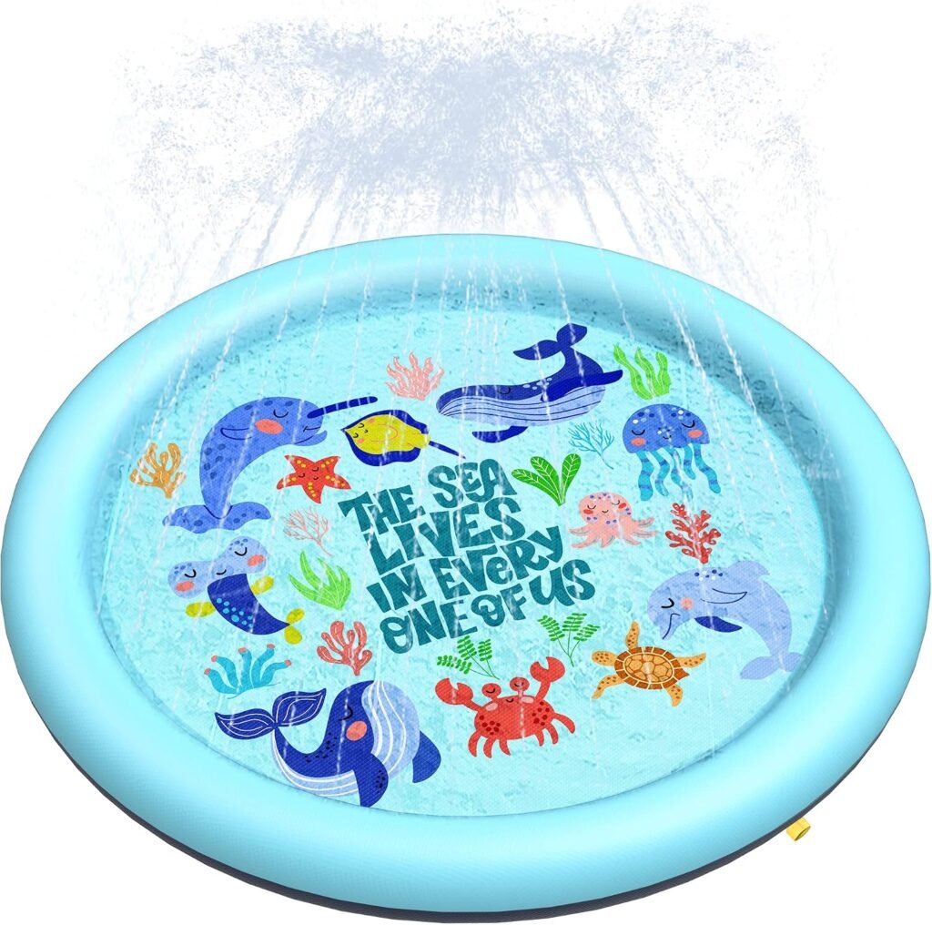 Opvouwbare hondenpool 170 cm met antislip sprinkler pad voor honden en kinderen – water speelgoed in hondenthema