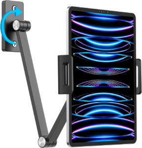 Muurbeugel voor Tablet Aluminium – 360° Draaibare Wandhouder voor Tablet en Smartphone – Opvouwbare en Verstelbare Tablethouder – Geschikt voor 4-13 inch Tablets