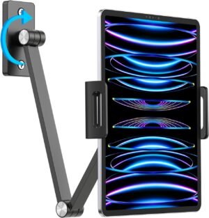 Muurbeugel voor tablet aluminium 360° draaibaar en opvouwbaar voor 4-13 inch tablets en smartphones