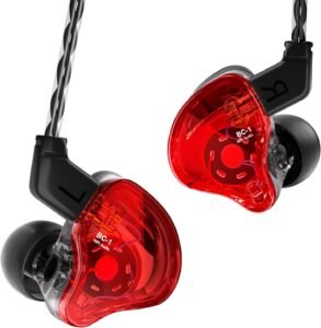 In-Ear Monitors Hybride 1BA+1DD – HiFi In-Ear Oortjes met Diepe Bas – IEM voor Muzikanten, Drummers en Basspelers – Rood Zonder Microfoon