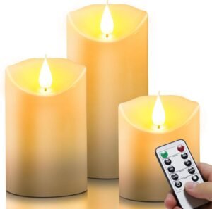 LED Kaarsen Set met Afstandsbediening – Waterdichte Flameloze Kaarsen met Timerfunctie – Elektrische Flikkerende Pilaren voor Binnen en Buiten – 4, 5 en 6 Inch Formaat