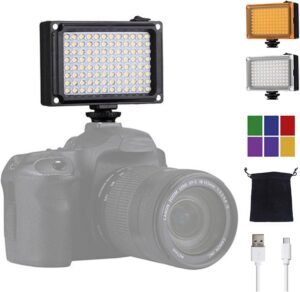 Videolamp Paneel met LED – Dimbare Cameraverlichting met Kleurfilters – Vultlicht voor Camera en Videoconferenties – 96 LED Lichten 5400K/3200K