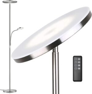 LED plafondlamp 30W met afstandsbediening, dimbare plafondspot met 4 lichtkleuren in nikkel voor woonkamer en kantoor
