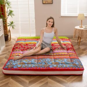 Japanse futon matras opvouwbaar – Vloermatras logeerbed – Tatami slaapmat draagbaar – 90×190 cm bloemen design