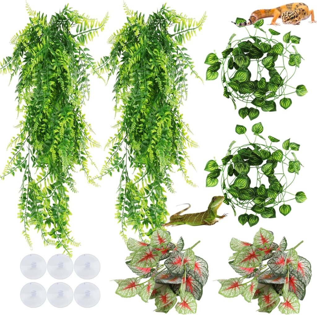 Kunstmatige hangplant terrarium decoratie met zuignap voor reptielen zoals hagedis en slang