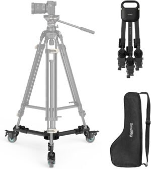 Statief dolly met 360° roterende wielen voor camera- en videostatief, heavy duty en verstelbaar ontwerp voor soepele camerabewegingen