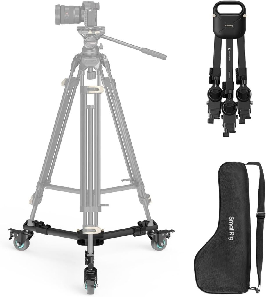 Statief dolly met 360° roterende wielen voor camera- en videostatief, heavy duty en verstelbaar ontwerp voor soepele camerabewegingen