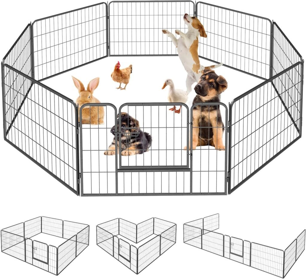 Hondenren met 8 panelen zwart voor kleine honden en puppy’s, opvouwbare speelren voor binnen en buiten 80x60 cm