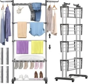 Uittrekbaar Muur Wasrek 80 cm – Ruimtebesparend Droogrek voor Binnen en Buiten – Wandmontage Wasdroger voor Badkamer en Balkon – 80 cm Lengte
