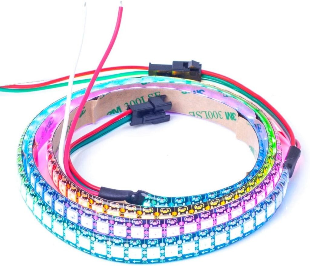 LED Strip RGB 1 Meter - Programmeerbare Pixelstrip met 144 LED Pixels per Meter - Flexibele Witte PCB - IP30 Droomkleur Verlichting
