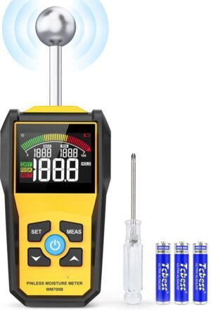 Digitale vochtmeter met LCD-display voor muren, vloeren en bouwmaterialen met 5-40 mm meetdiepte en geluidsalarm