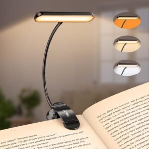 LED leeslamp oplaadbaar – boeklamp klem USB-C – 3 kleurtemperaturen 5 helderheidsniveaus – flexibele 360° clip