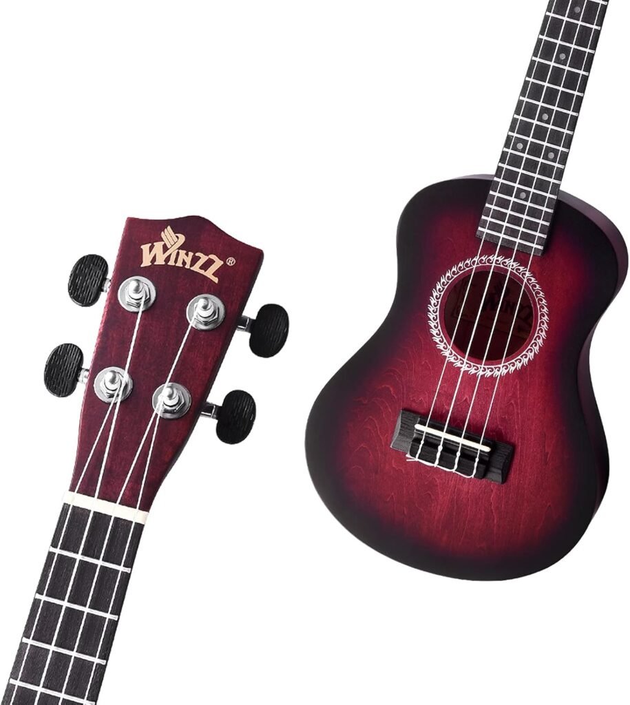 Concert ukulele 23 inch rood met draagtas, tuner en accessoires voor beginners en volwassenen en kinderen