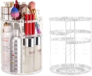 Make-up Organizer 360° Draaibaar – Transparante Cosmetica Opbergdoos – Grote Capaciteit met Kristal Design – Cosmetica Box voor Badkamer en Ladenkast