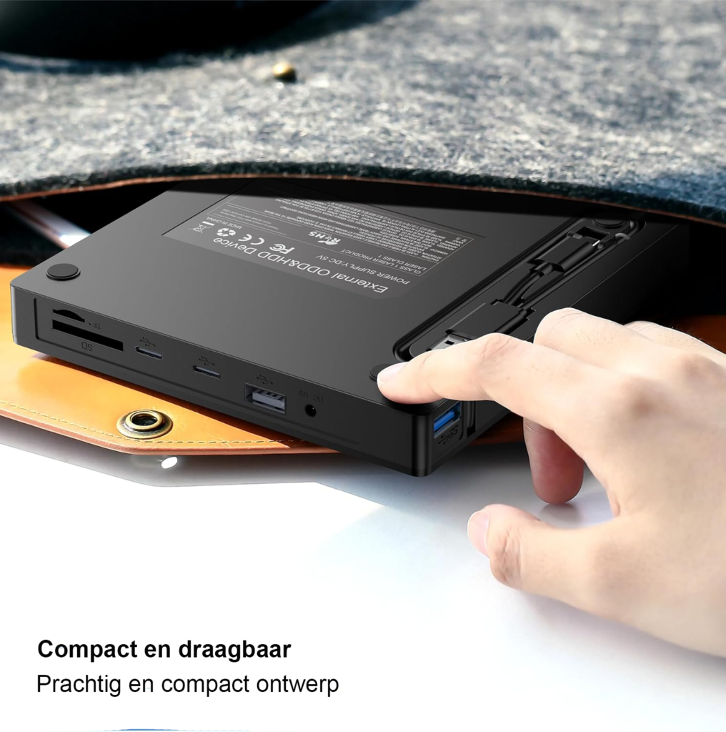 Externe CD DVD speler met USB 3.0 en USB-C aansluiting voor laptop en desktop met draagbare optische drive en SD/TF slot
