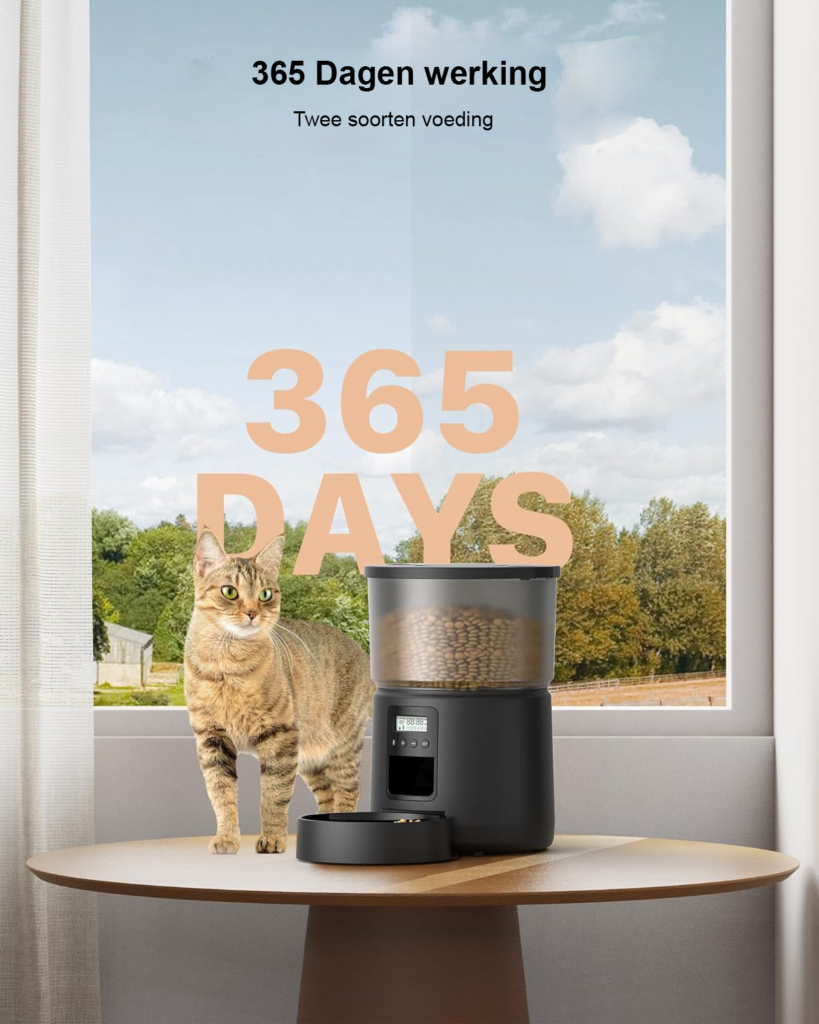 Automatische voederautomaat 5 liter zwart met programmeerbare timer voor huisdierenvoer