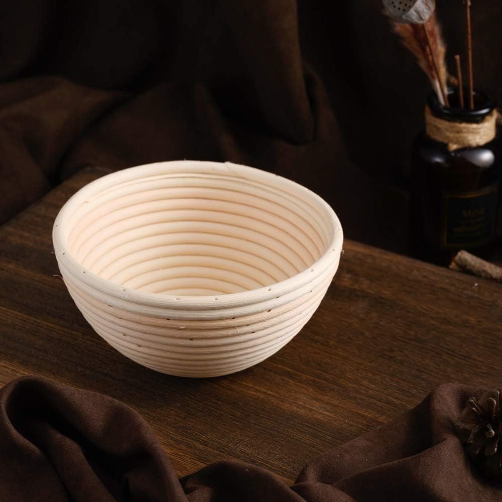 2 stuks ronde brood banneton mand van rattan met linnen voering voor het rijzen van brooddeeg 18 cm