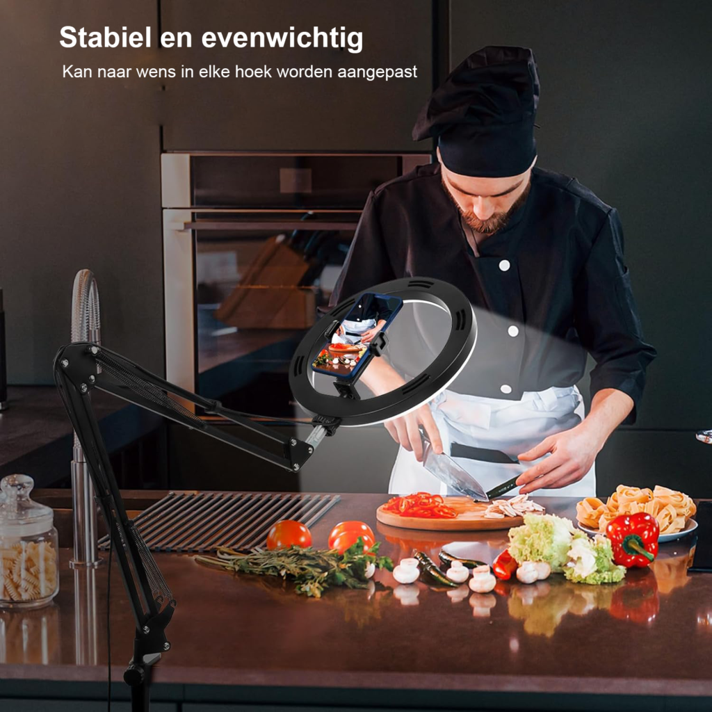 Selfie ringlamp 10 inch LED met statief, telefoonhouder en afstandsbediening voor video-opnames en live streaming